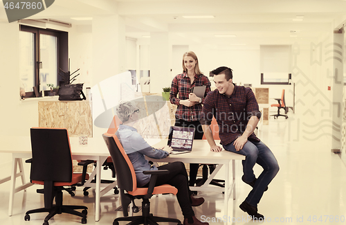 Image of business people group portrait at modern office