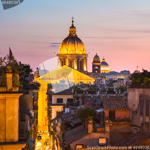 Image of Cityscape of Rome, Italy in sunset.