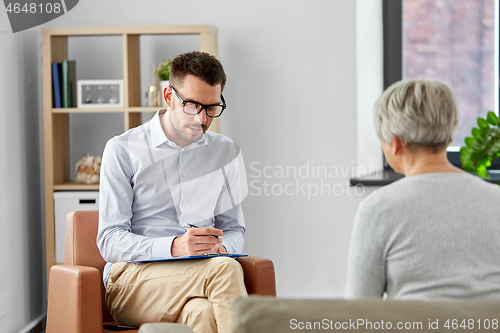 Image of senior woman patient and psychologist