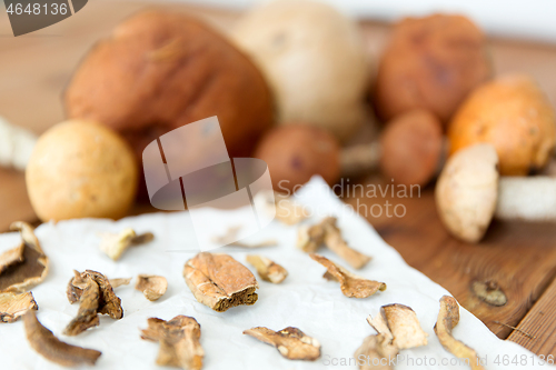 Image of dried mushrooms on baking paper