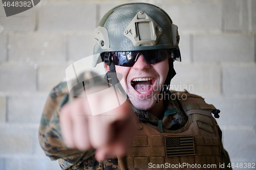 Image of angry soldier pointing