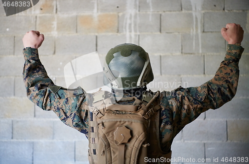 Image of soldier celebrating victory