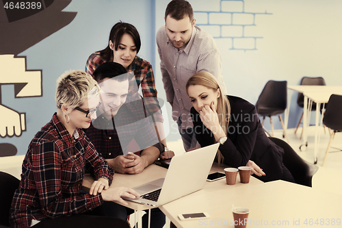 Image of startup business team on meeting at modern office