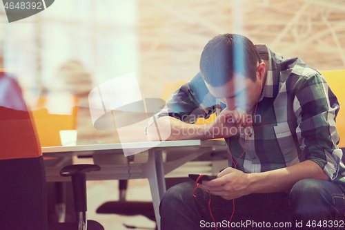 Image of startup business, software developer working on computer