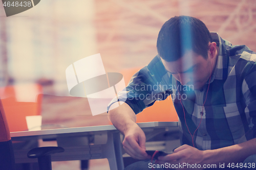 Image of startup business, software developer working on computer