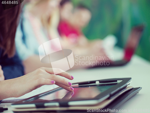 Image of group of students study together in classroom