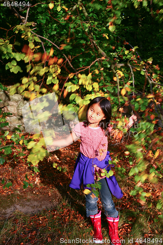 Image of Portrait of a young cute girl looking at the camera outdoor