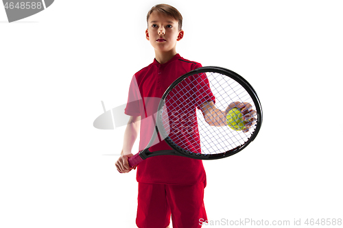 Image of Young tennis player isolated on white