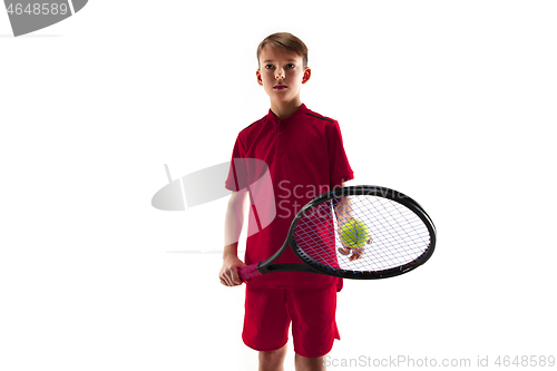 Image of Young tennis player isolated on white