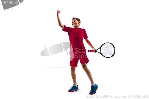 Image of Young tennis player isolated on white