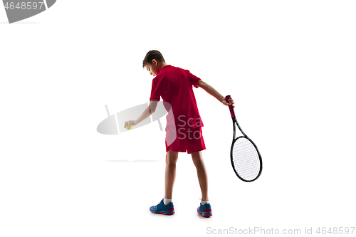 Image of Young tennis player isolated on white