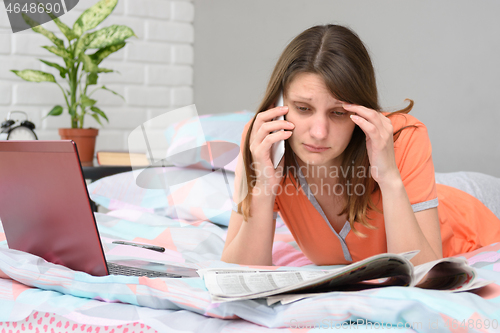 Image of Crying girl calls another employer on the phone