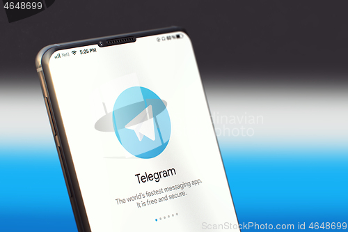 Image of KYIV, UKRAINE-JUNE, 2020: Telegram on Cellphone Screen.
