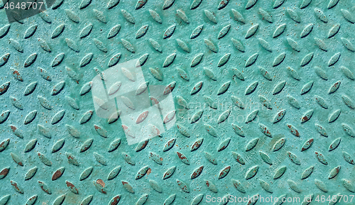 Image of Texture of old green metal diamond plate