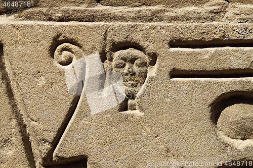 Image of Detail of ancient egyptian hieroglyphs in the Karnak Temple