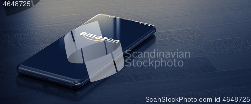 Image of KYIV, UKRAINE-JANUARY, 2020: Amazon on Smartphone Screen.