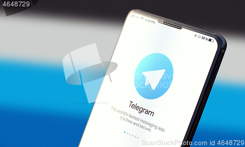 Image of KYIV, UKRAINE-JUNE, 2020: Telegram on Mobile Phone Screen. Social Application Concept