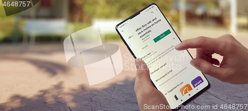 Image of KYIV, UKRAINE-JANUARY, 2020: Ebay on Mobile Phone Screen.