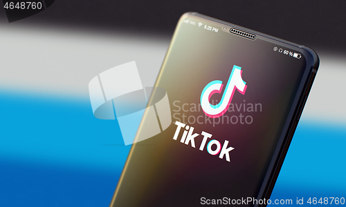 Image of KYIV, UKRAINE-JUNE, 2020: Tiktok on Smartphone Screen. Social Network Concept