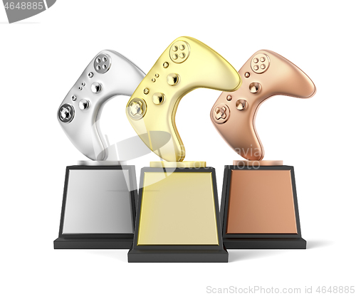 Image of Gamer trophies on white background