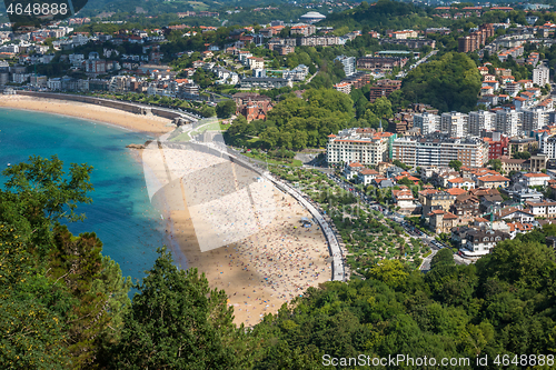 Image of Aerial view of San Sebastian, Donostia, Spain on a beautiful summer day