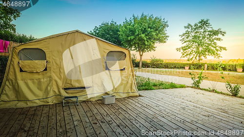 Image of View to the trailer tent in camping