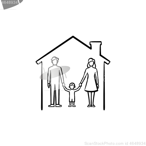 Image of Family house hand drawn sketch icon.