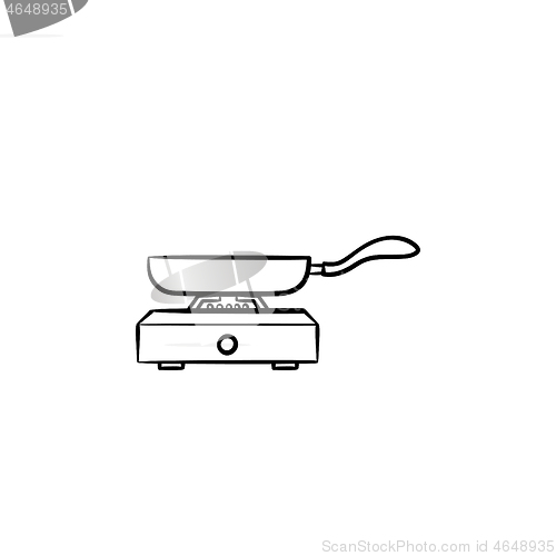 Image of Frying pan hand drawn sketch icon.