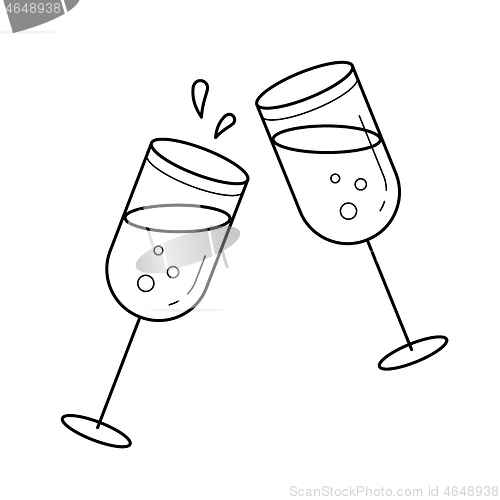 Image of Champagne glasses vector line icon.