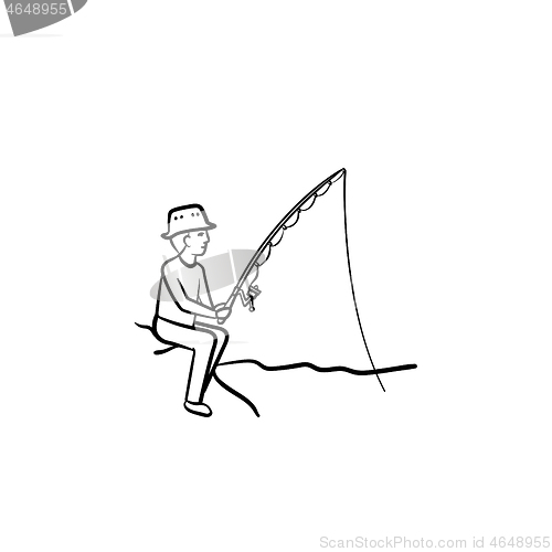 Image of Fishing hand drawn sketch icon.