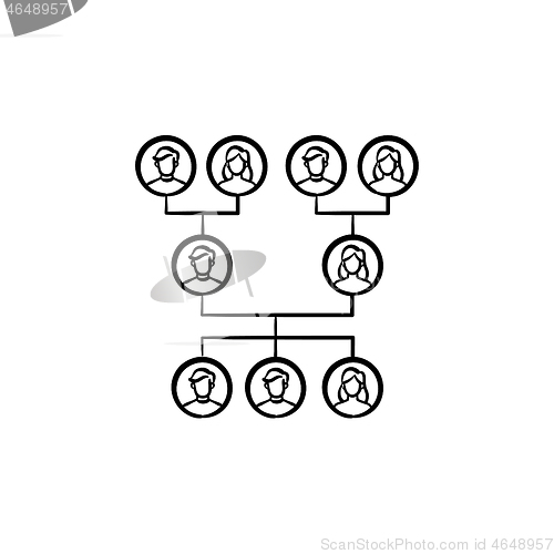 Image of Family genealogical tree hand drawn sketch icon.