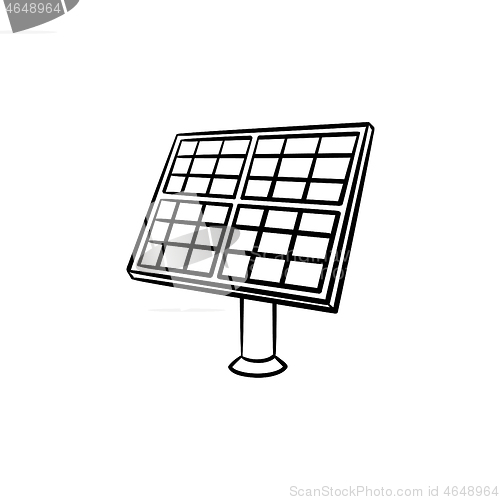 Image of Solar panel hand drawn sketch icon.