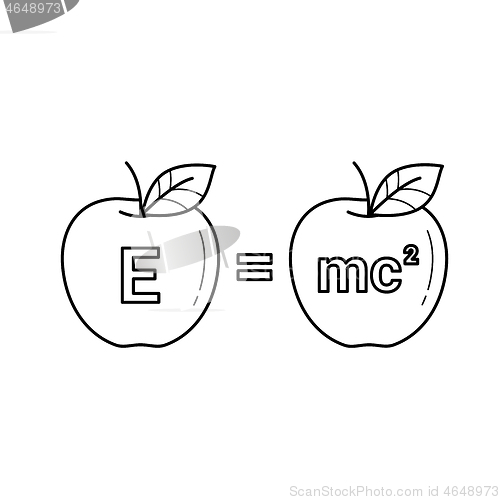 Image of E equal mc 2 vector line icon.
