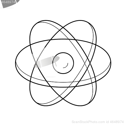 Image of Atom structure vector line icon.