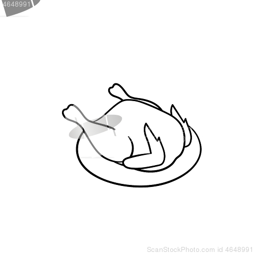 Image of Cooked chicken hand drawn sketch icon.
