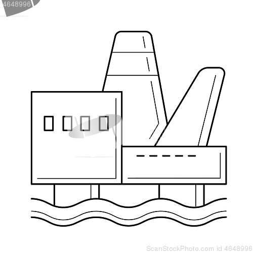 Image of Offshore platform vector line icon.