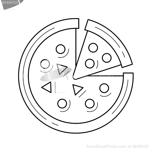 Image of Italian pizza vector line icon.