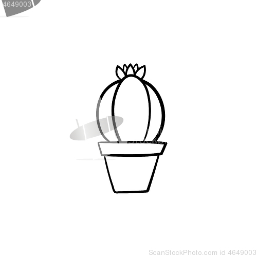 Image of Cactus in a pot hand drawn sketch icon.