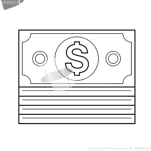 Image of Stack of dollar bills vector line icon.