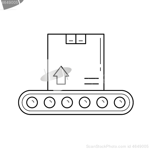 Image of Factory conveyor with parcel vector line icon.