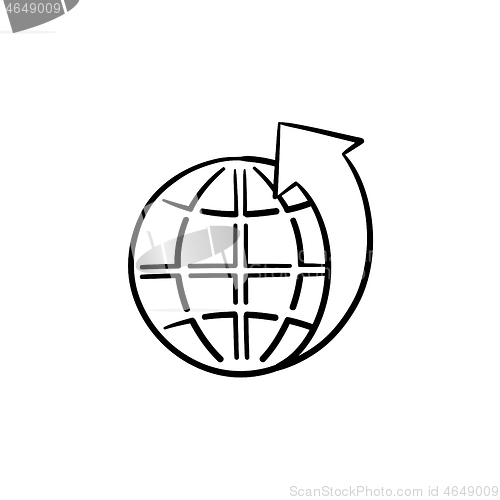 Image of Globe with latitudes hand drawn sketch icon.