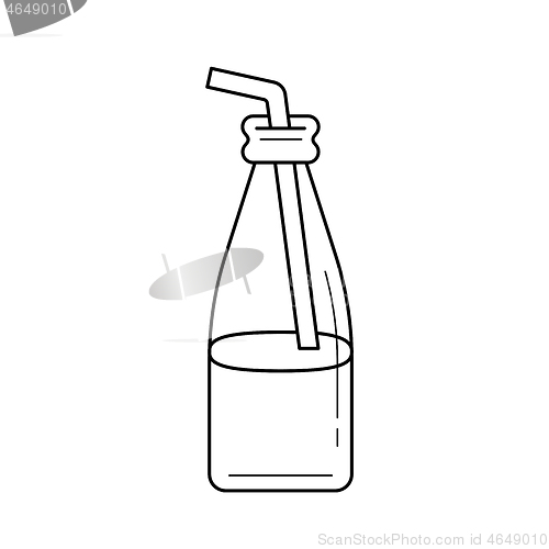 Image of Glass bottle of milkshake with straw line icon.