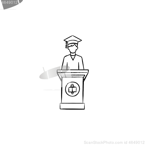 Image of University graduation student hand drawn icon.