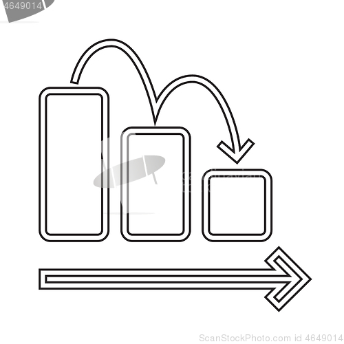 Image of Downward chart vector line icon.