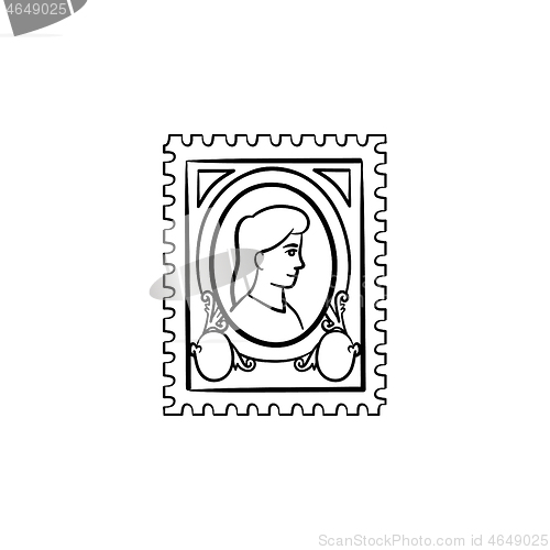 Image of Philately hand drawn sketch icon.