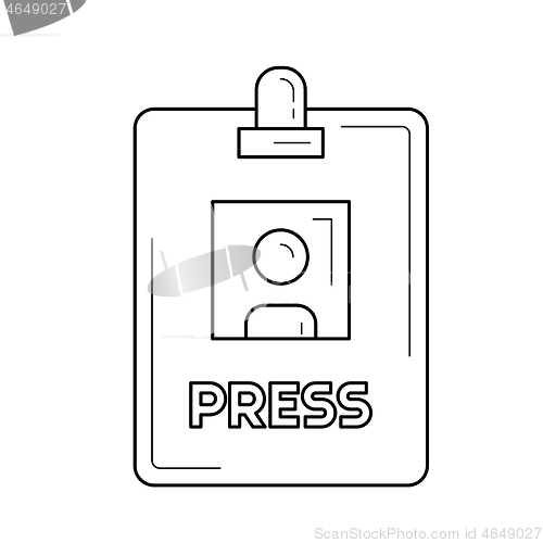 Image of Press badge line icon.