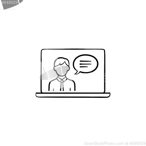 Image of Video chat hand drawn sketch icon.