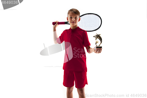 Image of Young tennis player isolated on white