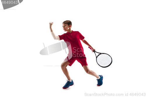 Image of Young tennis player isolated on white