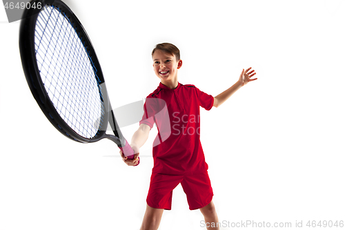 Image of Young tennis player isolated on white